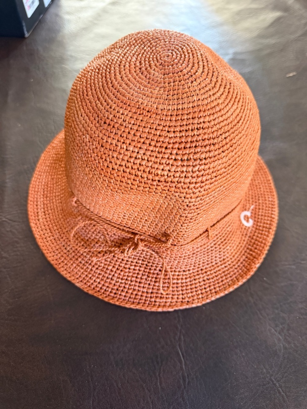 Helen Kaminski Sun Hat in Rust Orange - 100% Raffia.